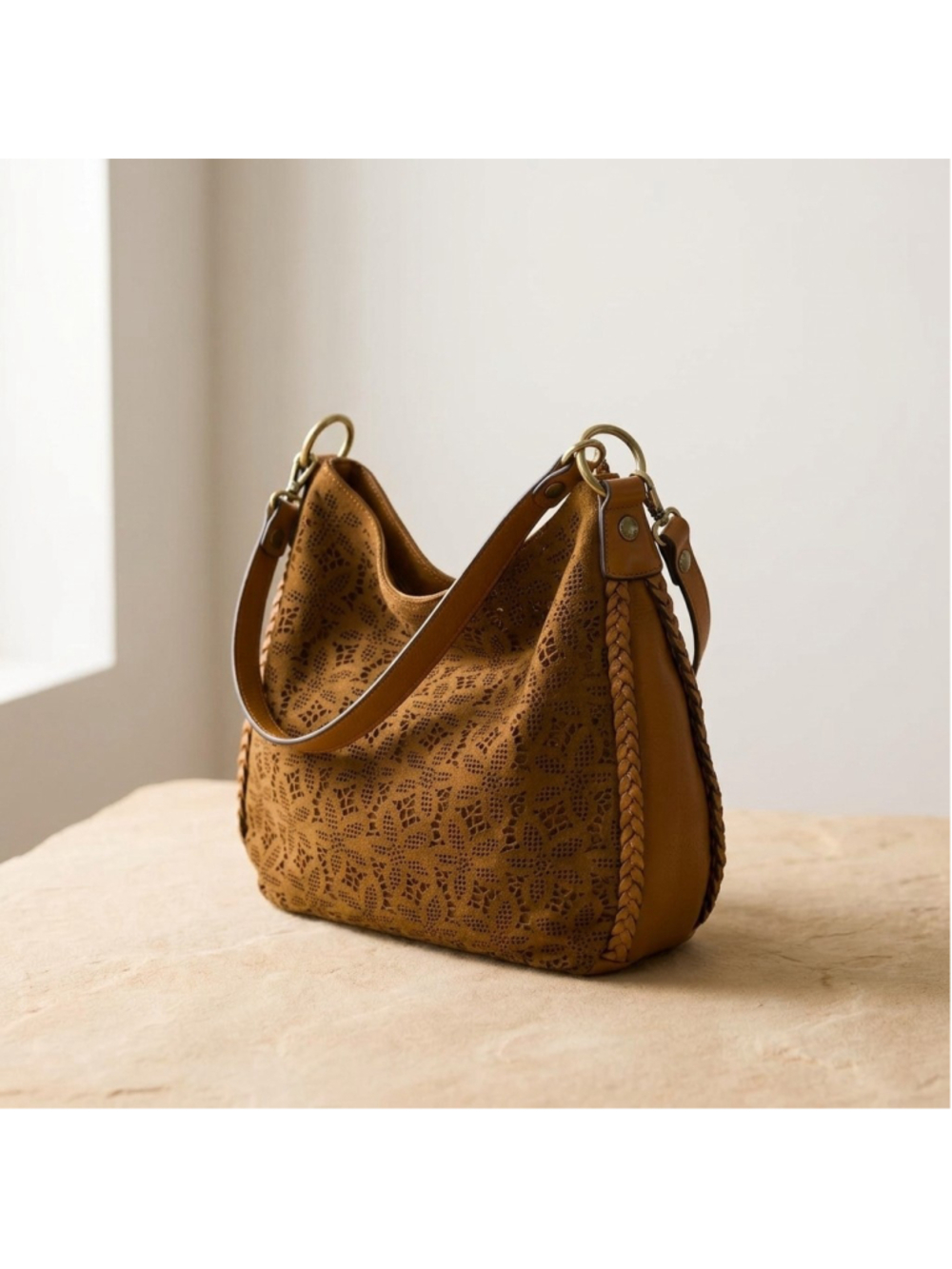 Patricia Nash Kalispell Hobo - Floral Perforated Suede - Picture 7 of 7